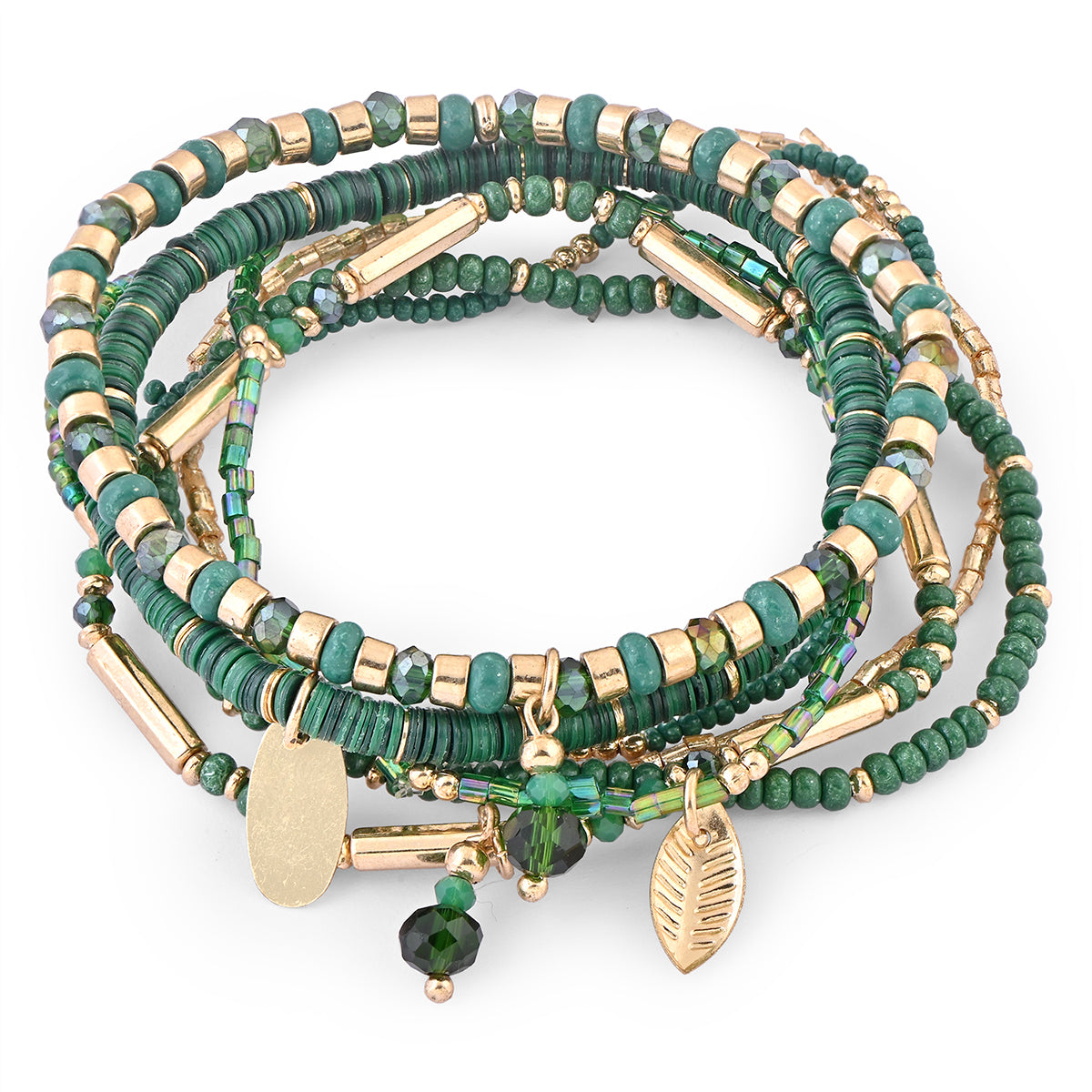 Multi-Layer Green Beaded Bracelet
