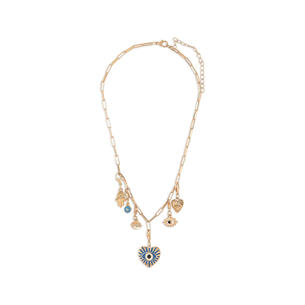 Evil Eye Multi-Charm Necklace Set of 6 Interchangeble Charm