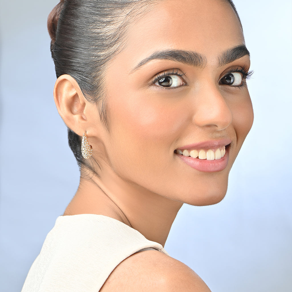 Golden Pave Crystal Hoop Earrings