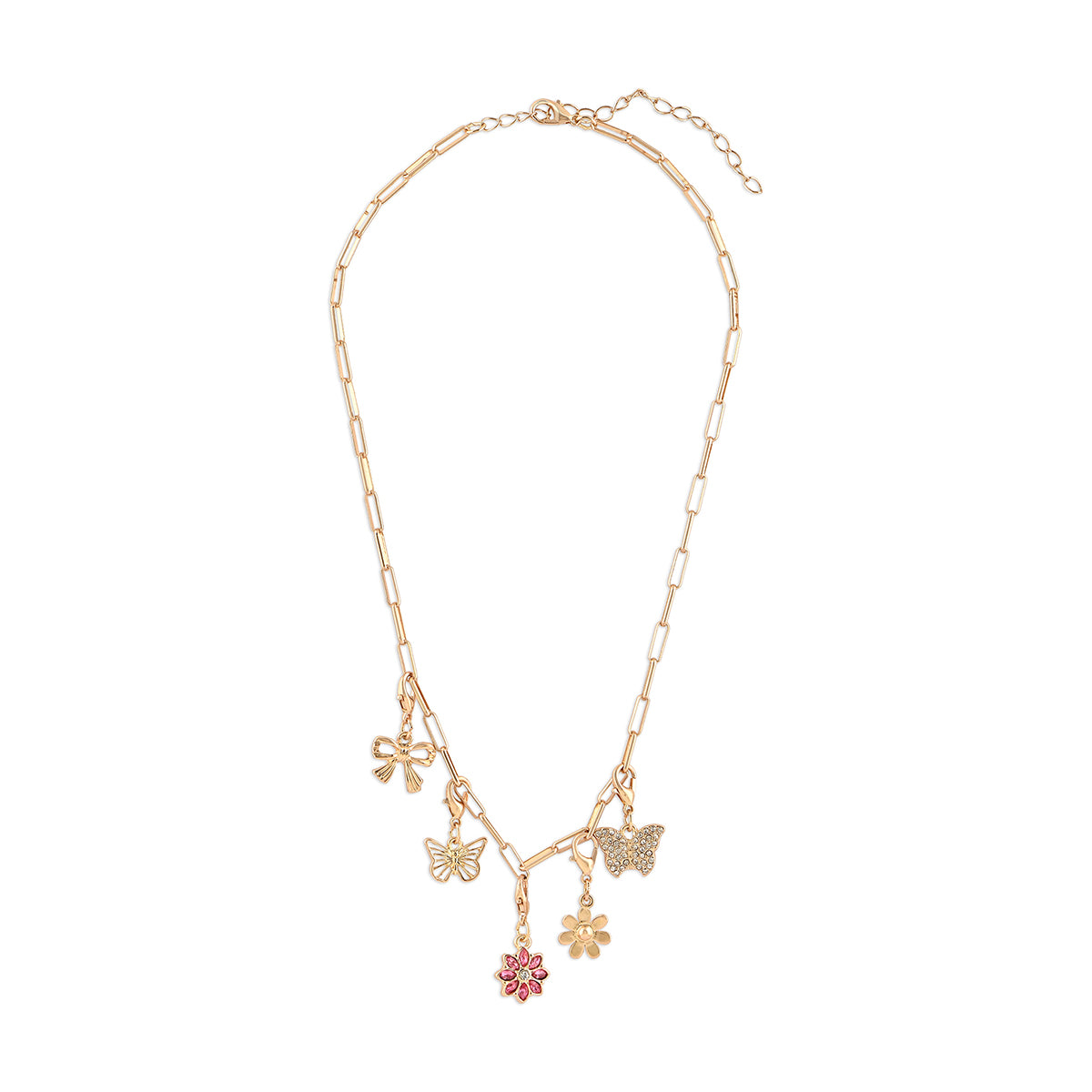 Butterfly, Bow & Floral Interchangable Multi-Charm Necklace