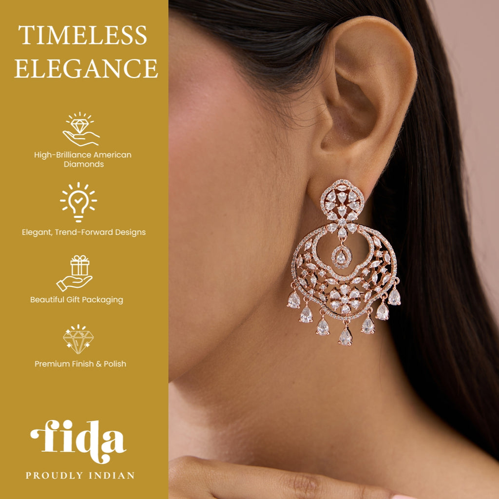 Rosaline Radiance Moon Chandbali Earrings