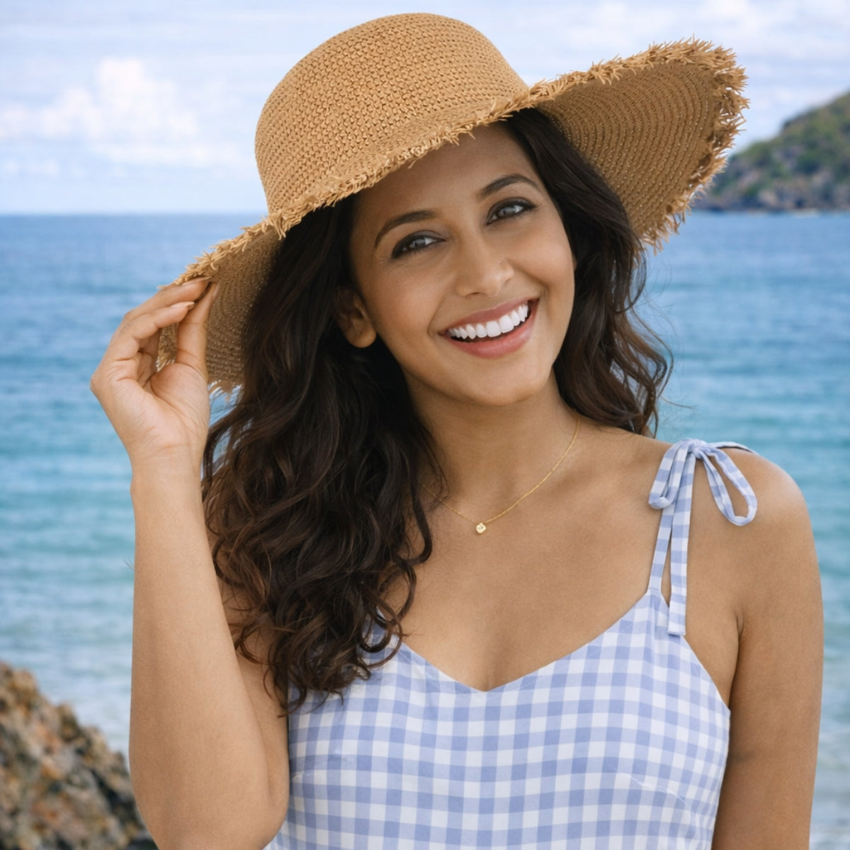 Sandy Ruffle Floppy Beach Hat