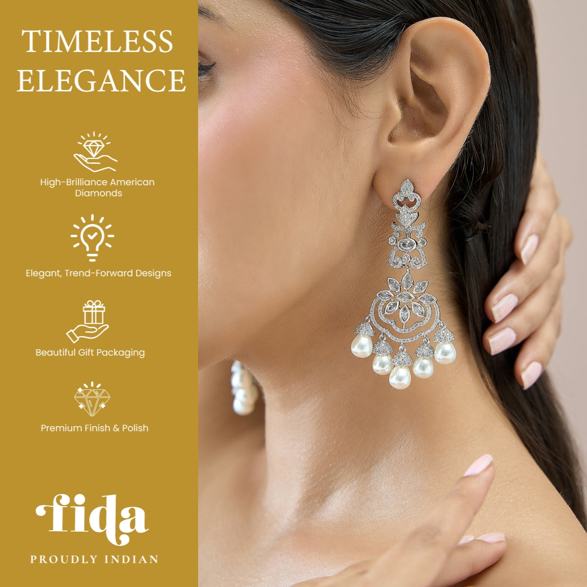 Rhodium Frost Moon Drop Earrings