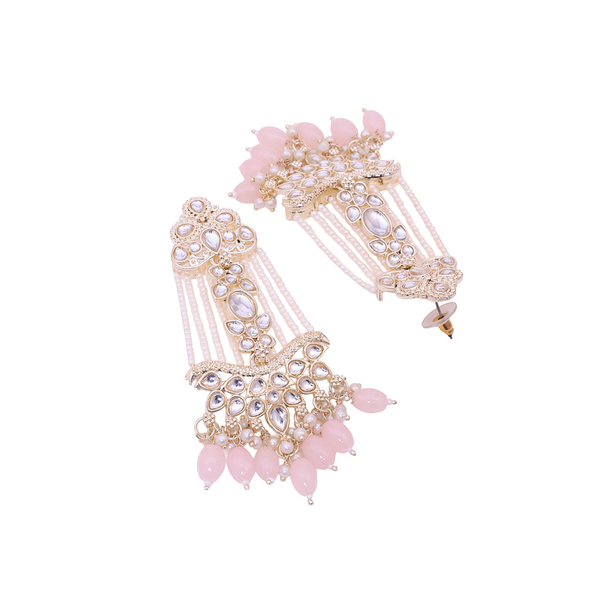 Blush Radiance Kundan & Pearl Drop Statement Earrings