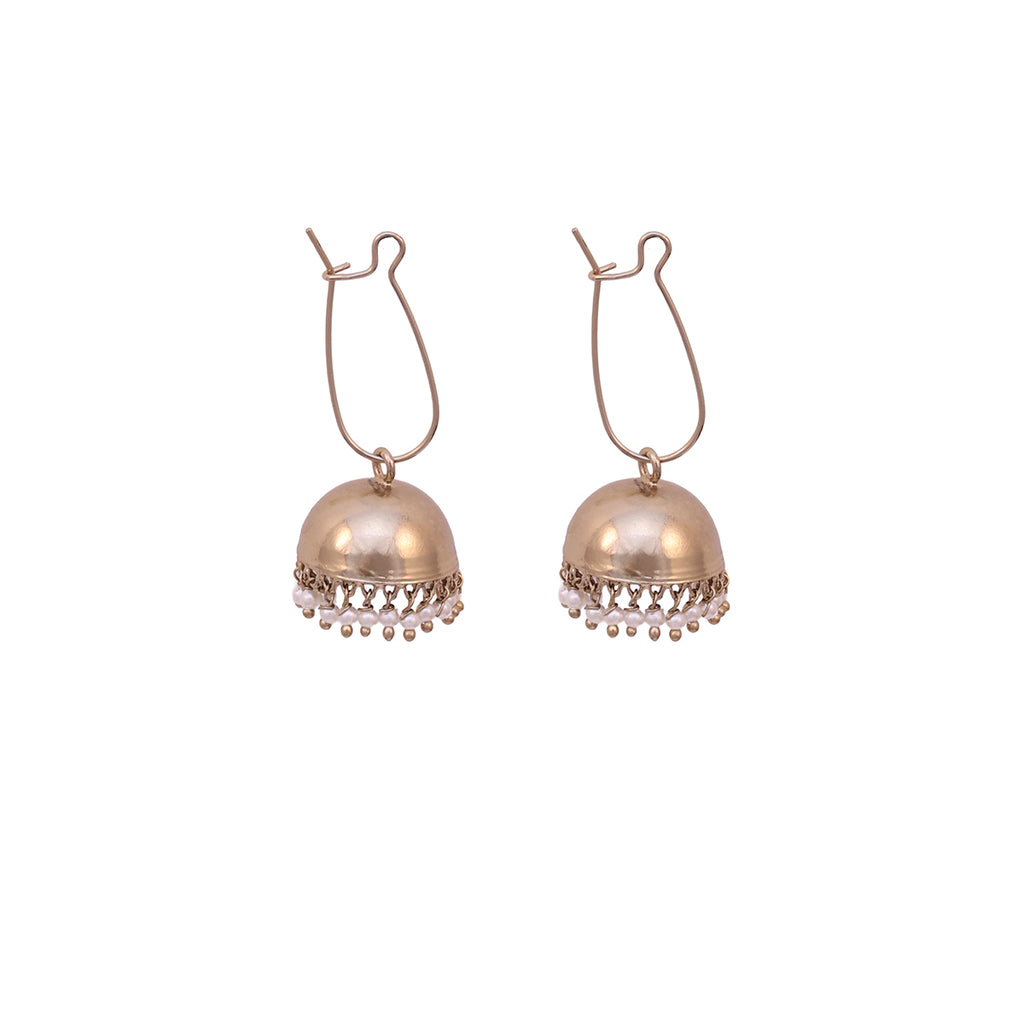 Gulnaz Mehndi Gold Pearl Drop Jhumkas