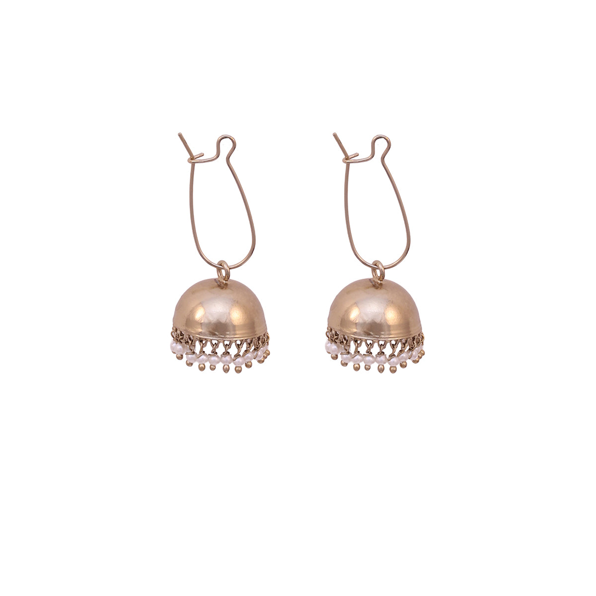 Gulnaz Mehndi Gold Pearl Drop Jhumkas