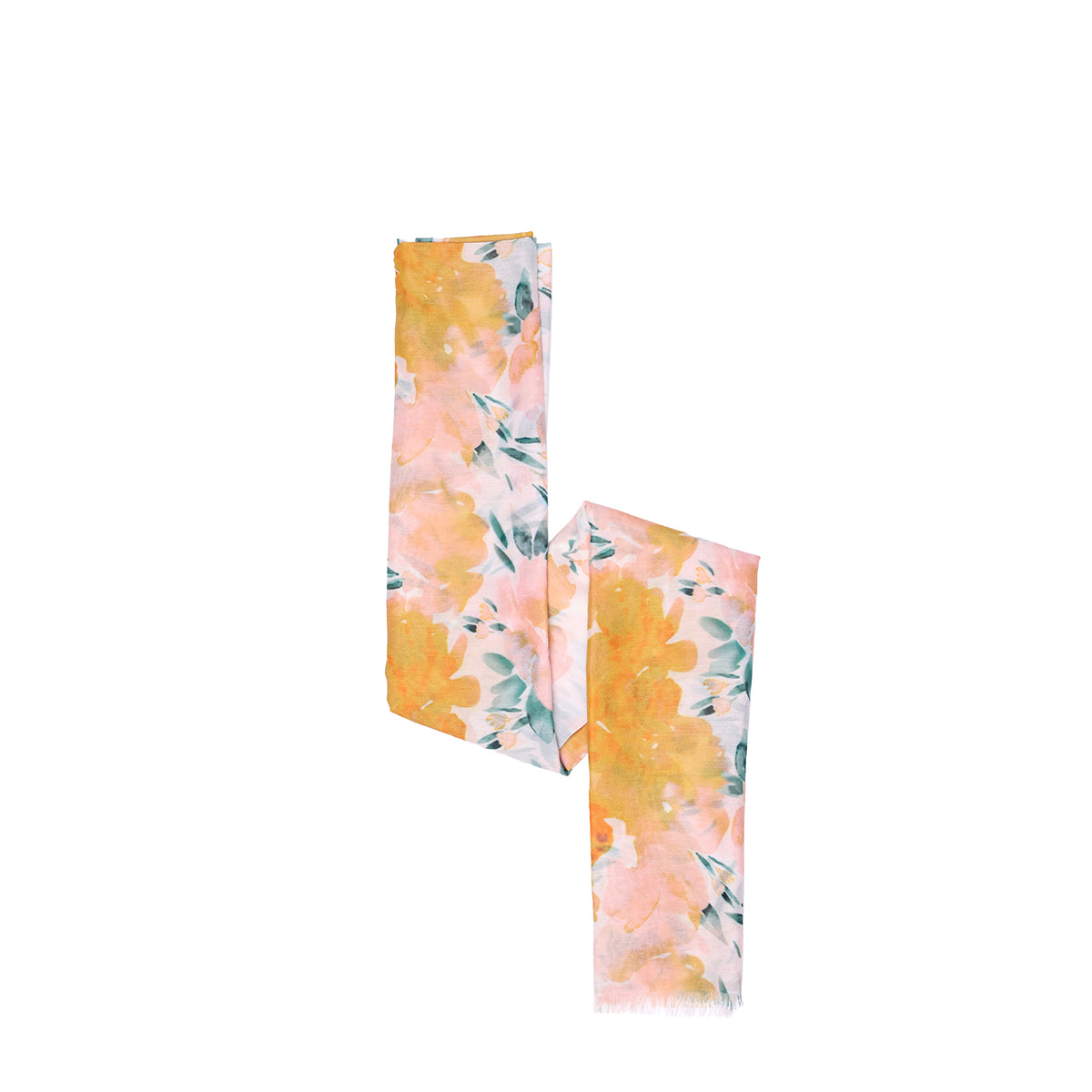 Sunny Yellow & Pink Watercolor Floral Print Dupatta