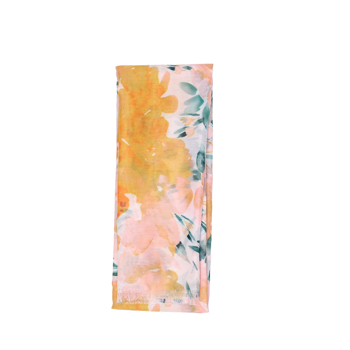 Sunny Yellow & Pink Watercolor Floral Print Dupatta