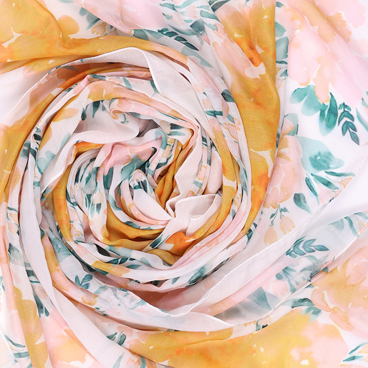 Sunny Yellow & Pink Watercolor Floral Print Dupatta