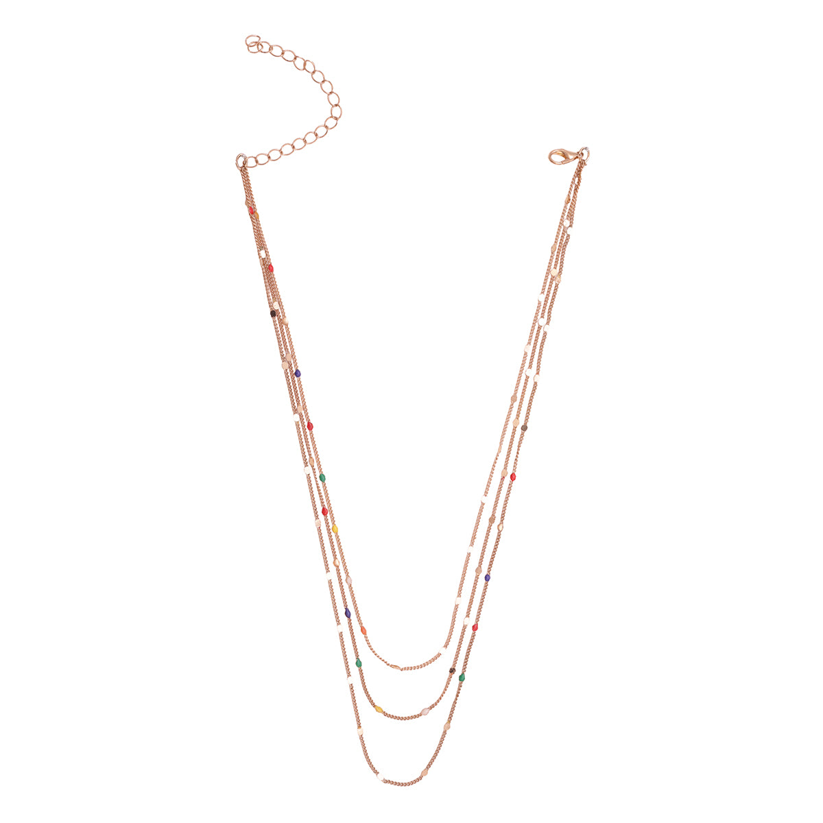 Golden Multi-Chain Rainbow Enamel Layering Necklace