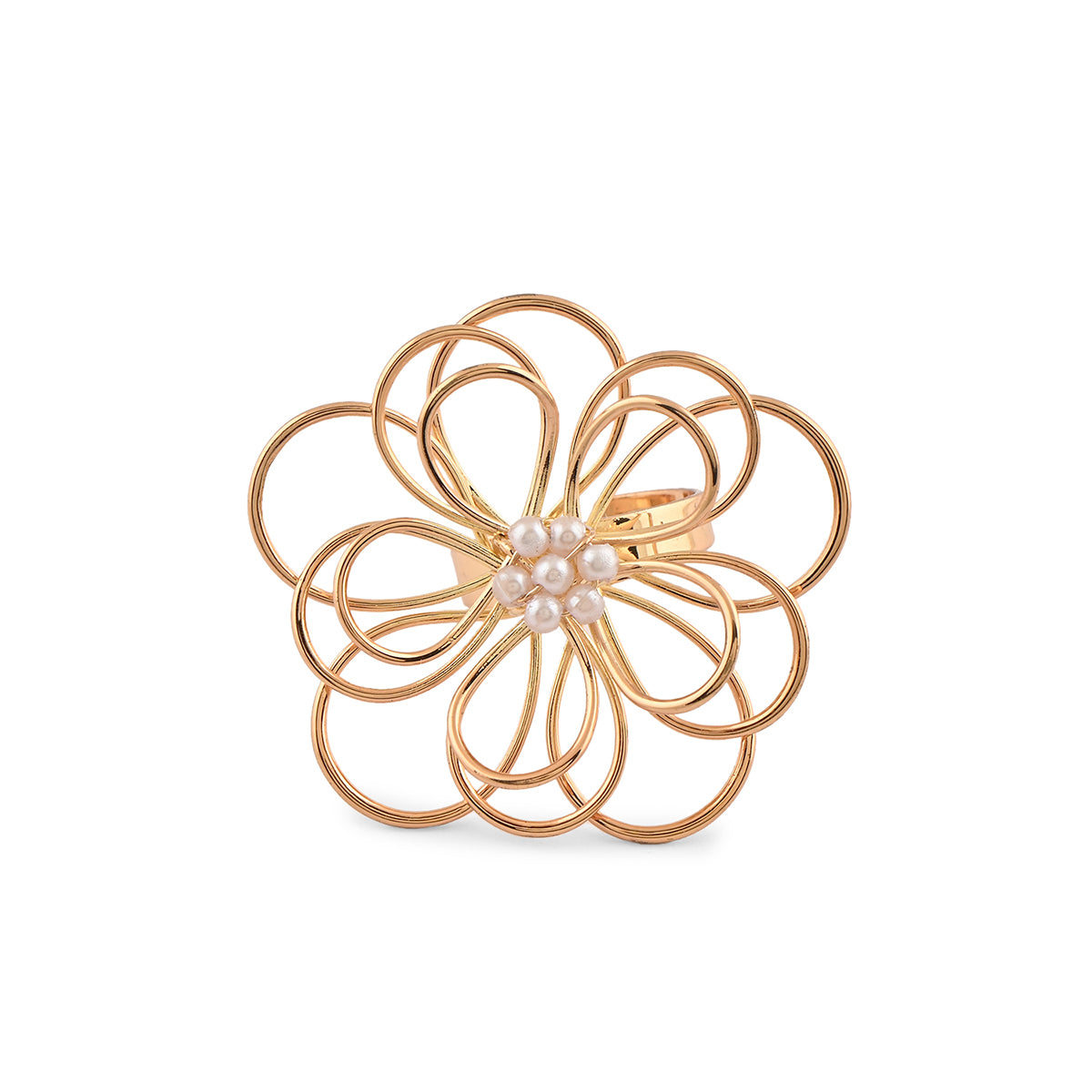 Golden Bloom Pearl Ring
