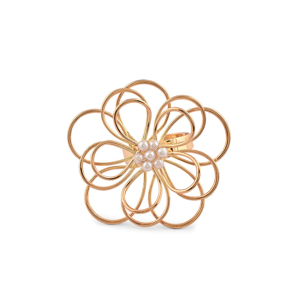 Golden Bloom Pearl Ring