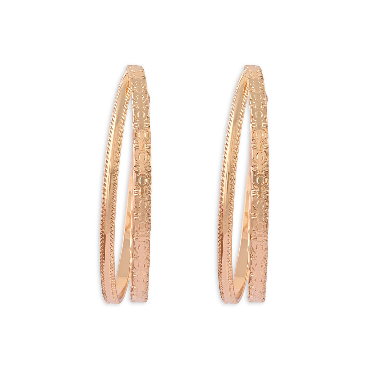 Pair of gold hoop earrings on a white background. ToniQ jewellery is skin safe, nickel free, cadmium free, hypoallergenic, and lab tested for your comfort and trust.