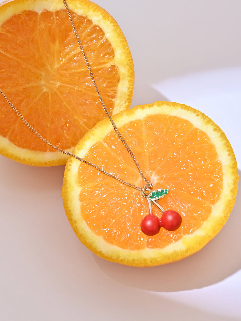 Golden Cherry Charm Necklace