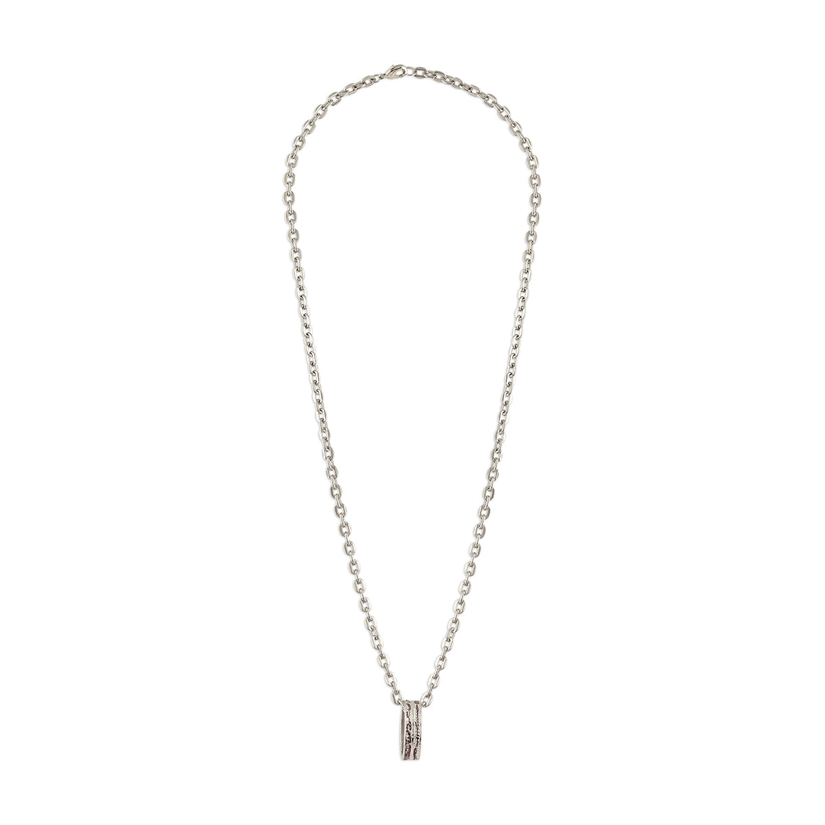 Men’s Silver-Tone Textured Band Pendant Necklace