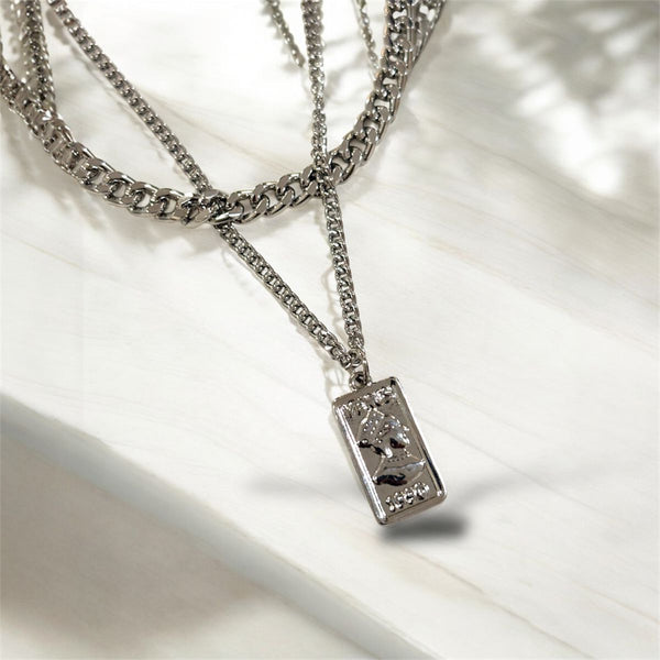 Stacked Chains with Statement Pendant for Men