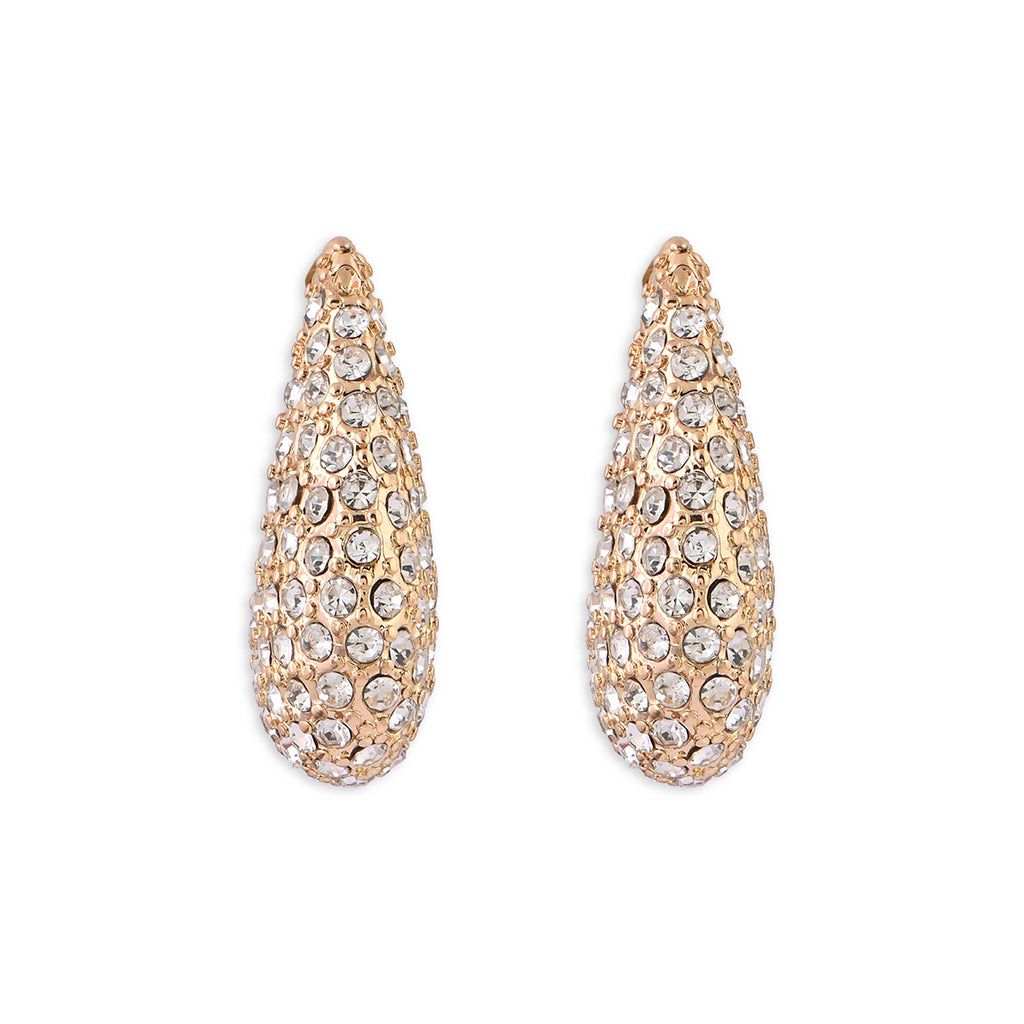 Golden Pave Crystal Hoop Earrings