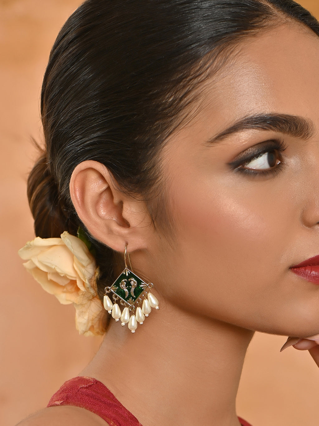 Rangrekha Meenakari Pearl Drops