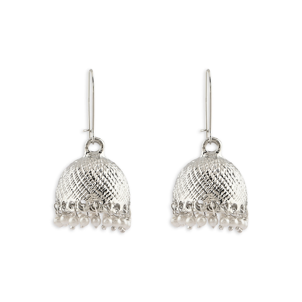 Antique Silver Festive Wear Kundan Jhumka