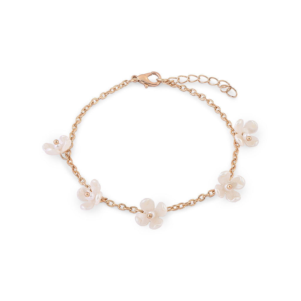 Golden Flower & Pearl Bracelet