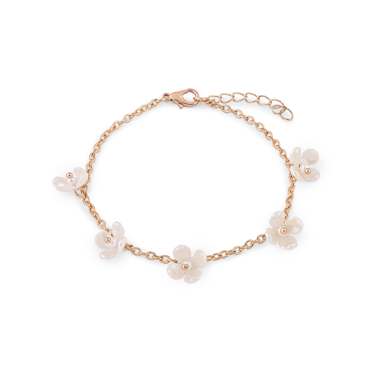 Golden Flower & Pearl Bracelet