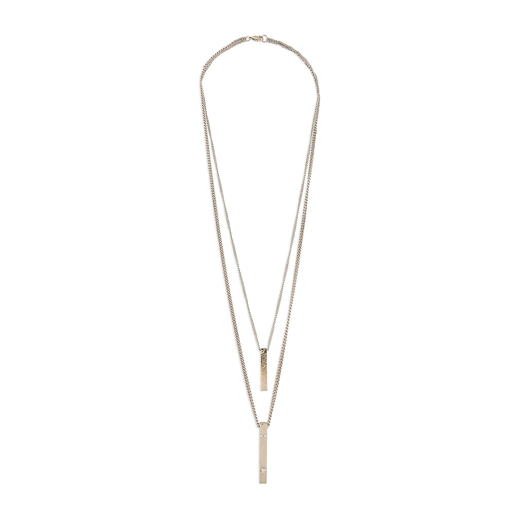 Men's Layered Silver-Tone Bar Pendant Necklace