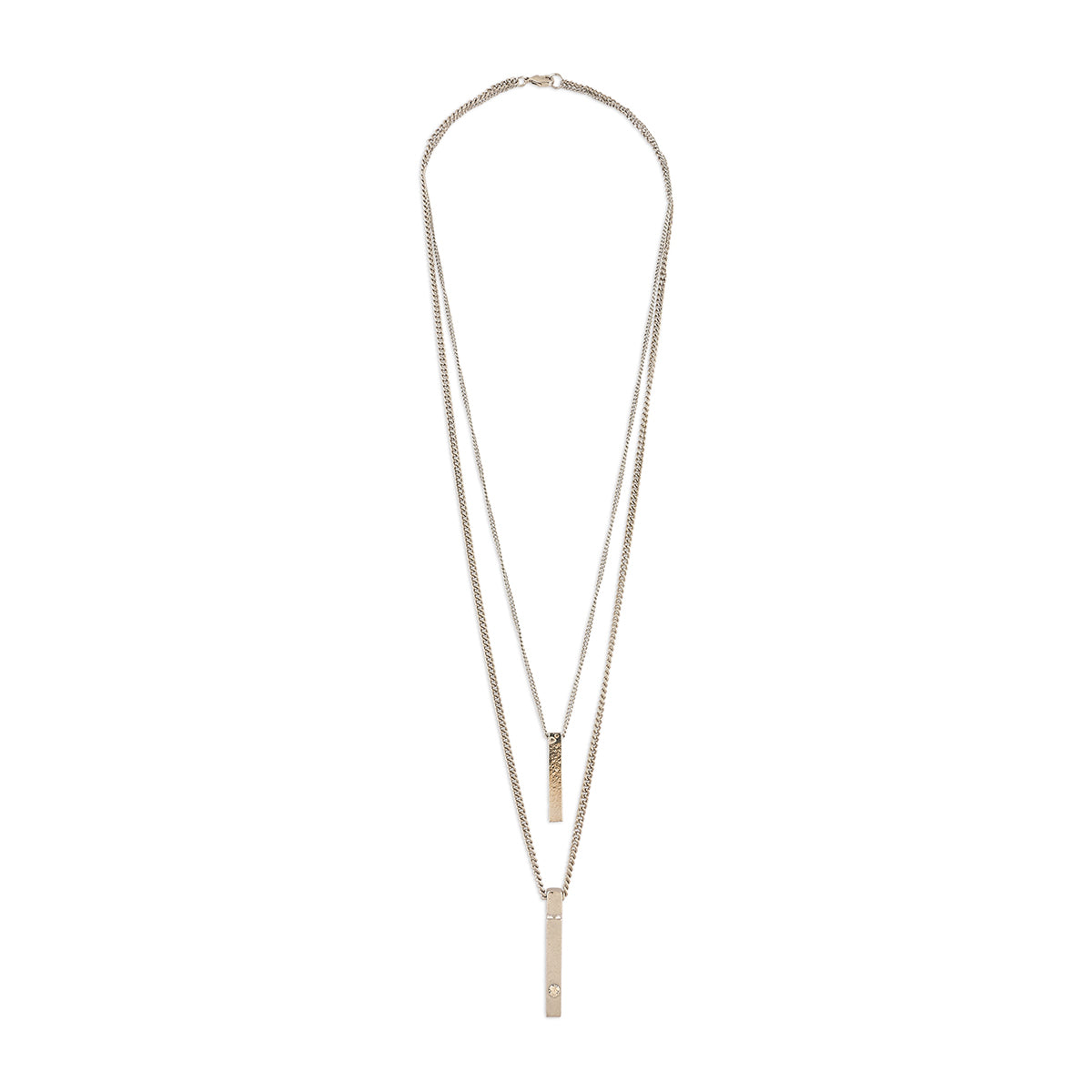 Men's Layered Silver-Tone Bar Pendant Necklace
