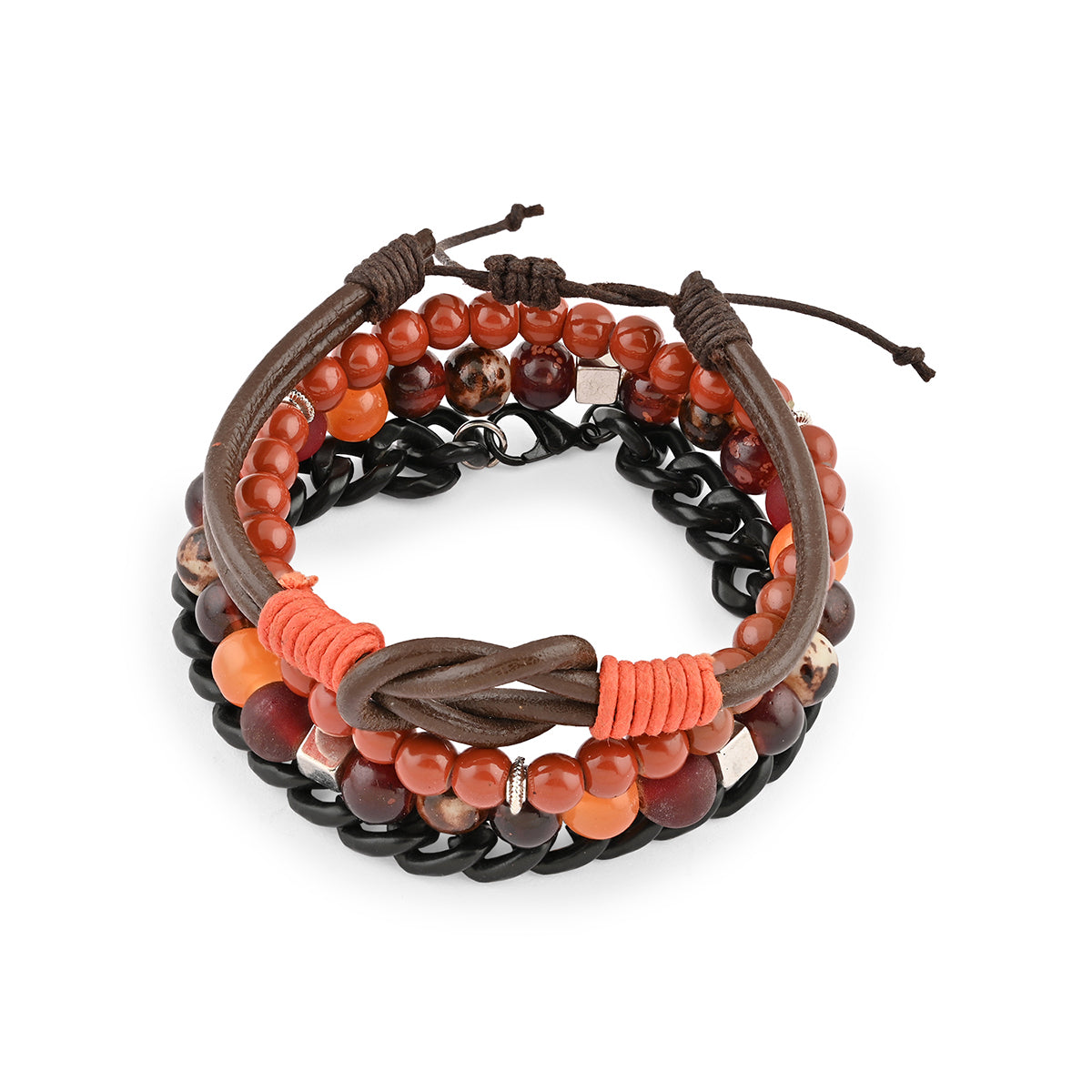 Rust & Onyx Men's Bracelet Set of 4
