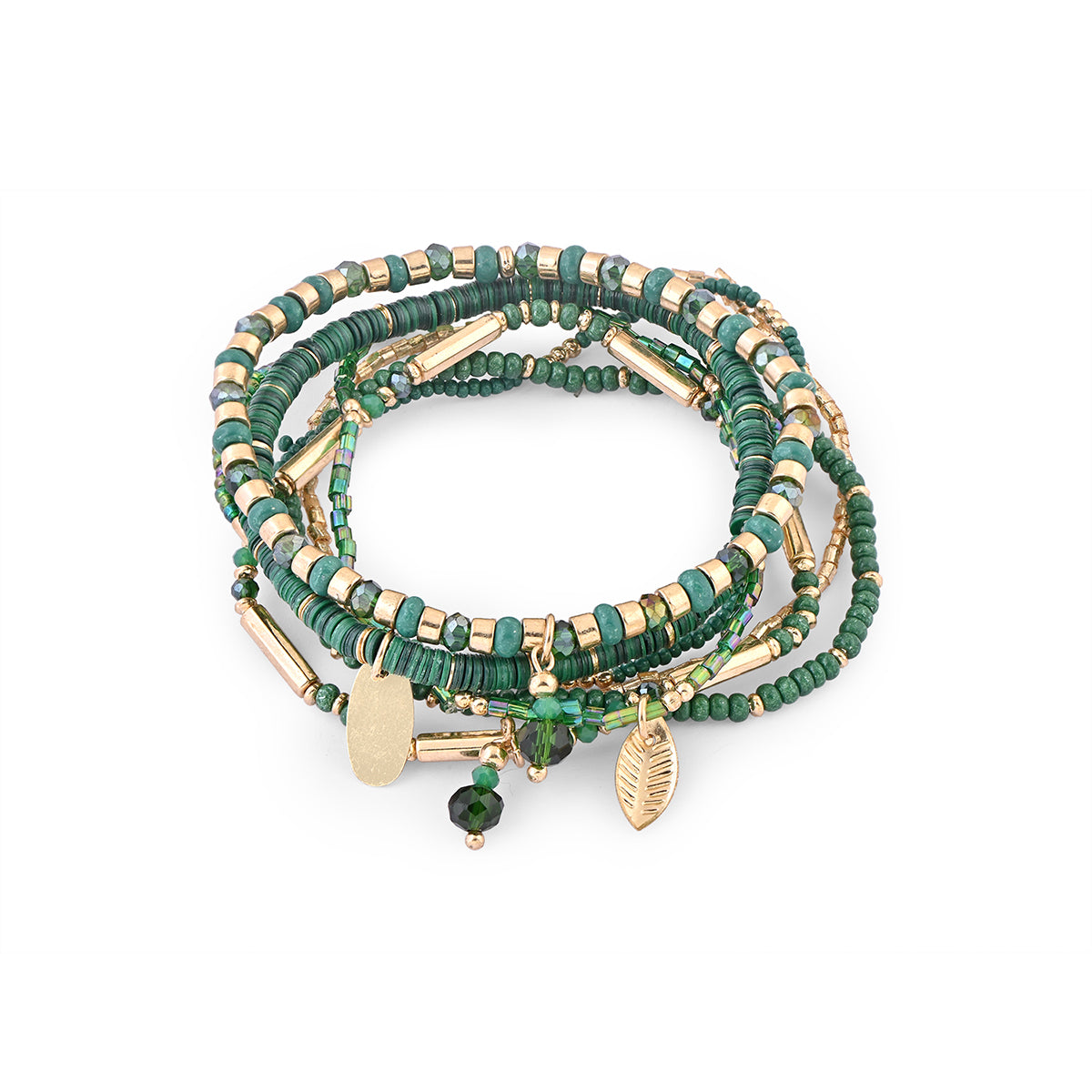 Multi-Layer Green Beaded Bracelet