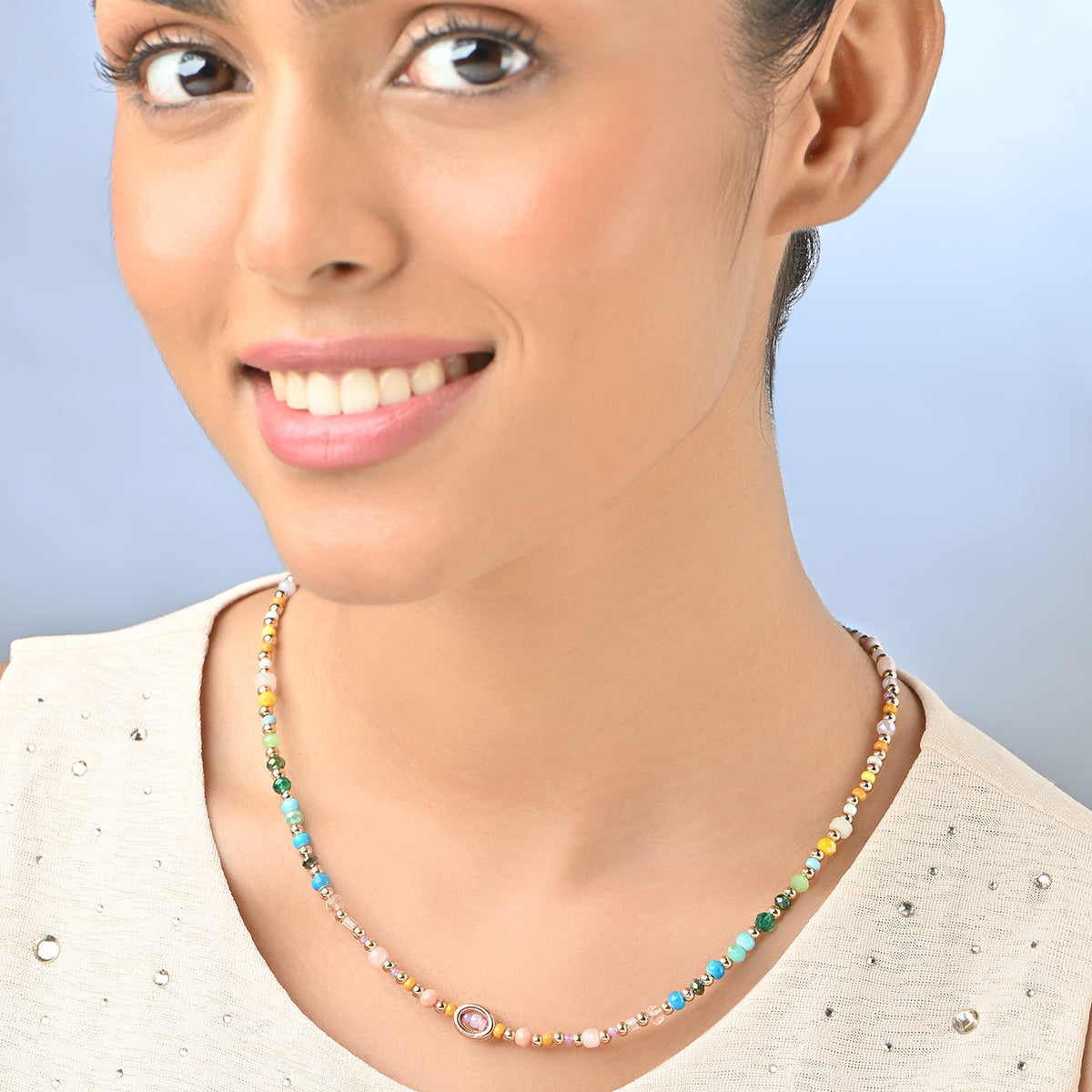Golden Aura Multicolour Beaded Choker