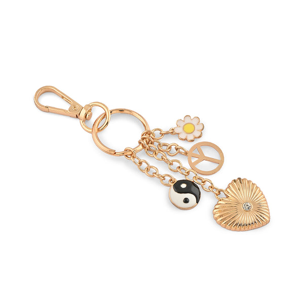 Golden Daisy Yin-Yang Heart Bag Charm
