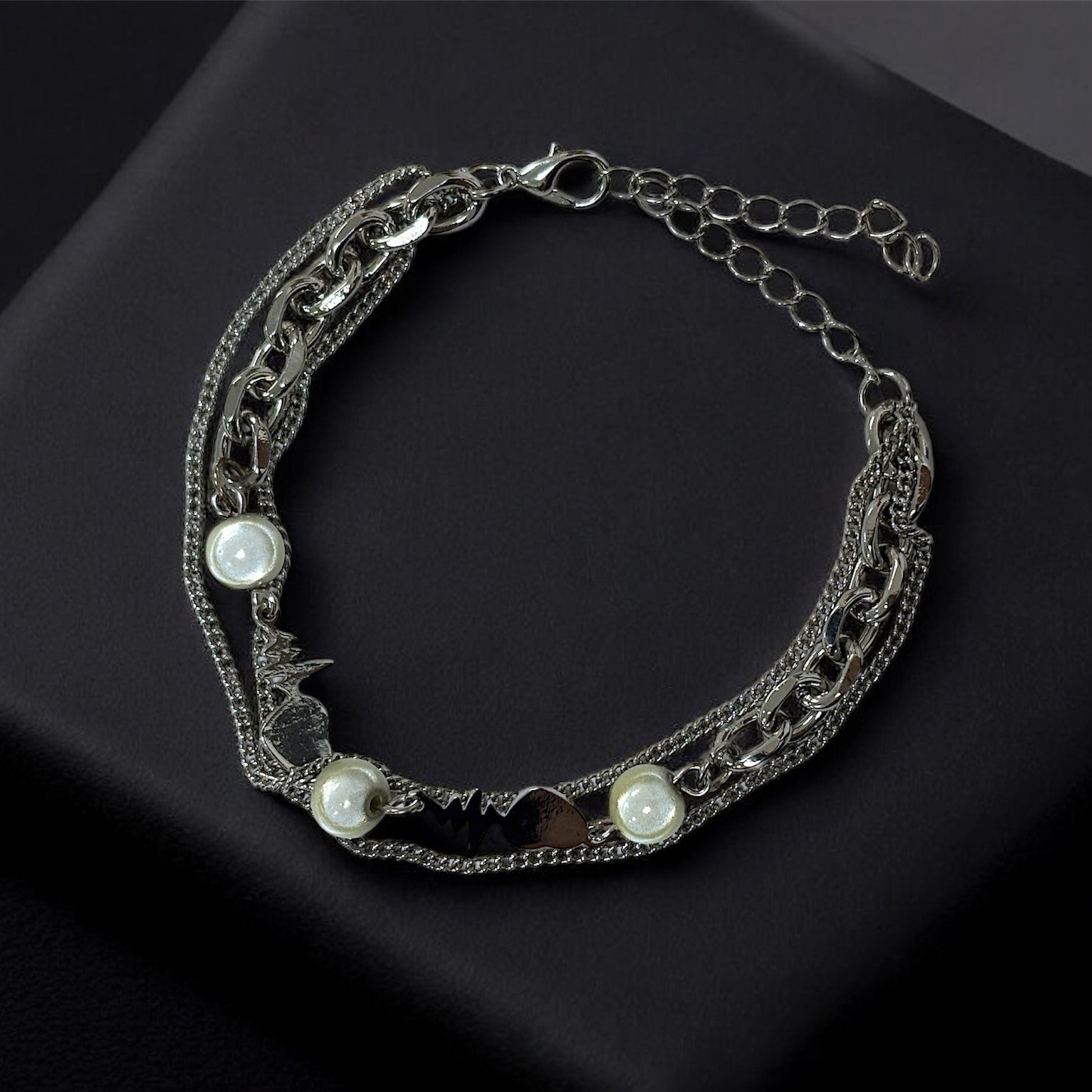 Dual-Link Silver Men’s Chain Bracelet Set