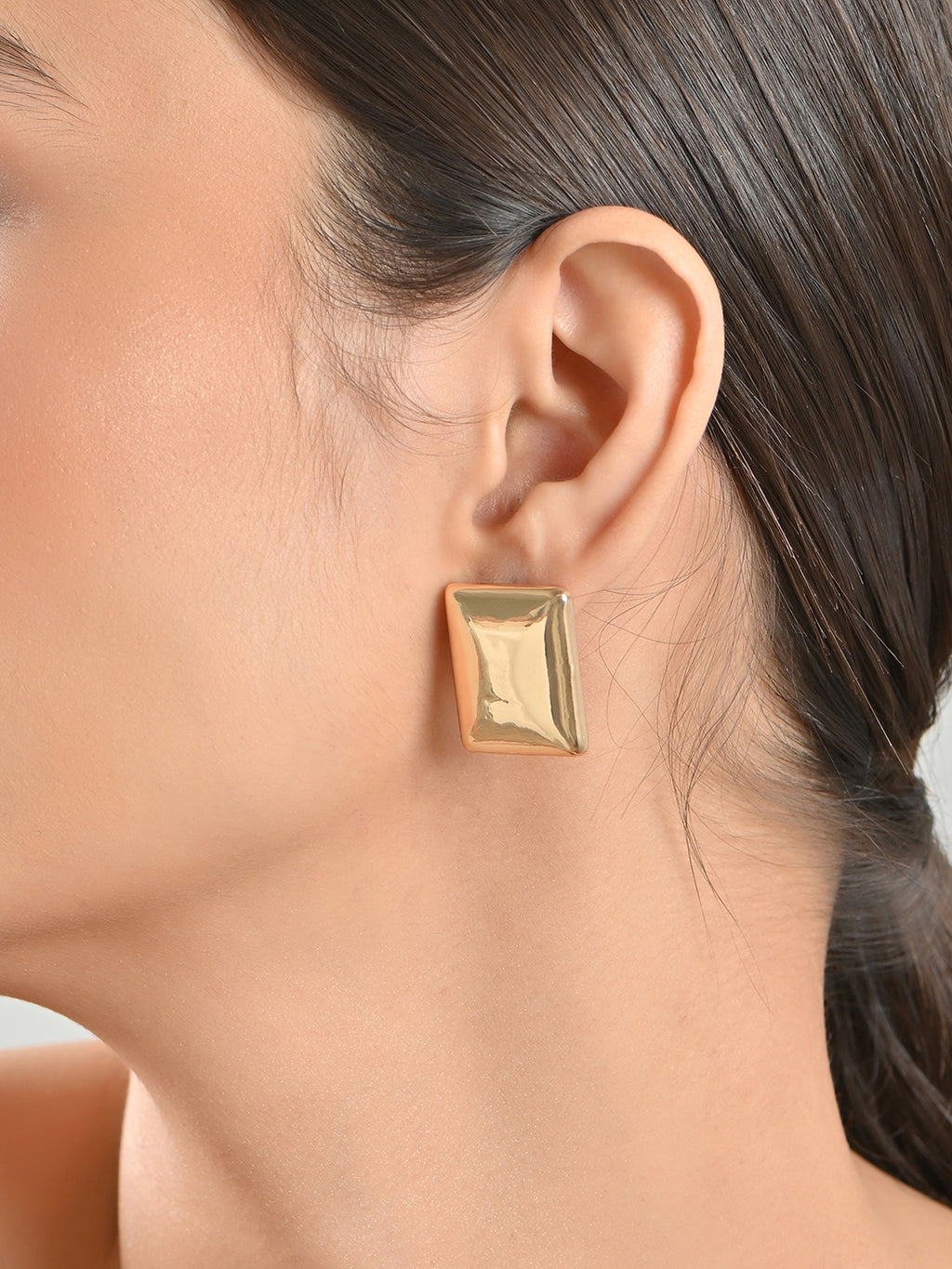 Gilded Edge Geometric Rectangle Studs Earrings