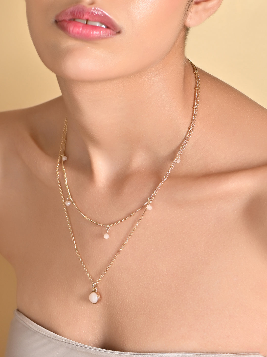 Blush Pearl Gold Layered Necklace