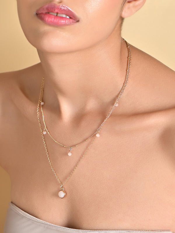 Blush Pearl Gold Layered Necklace