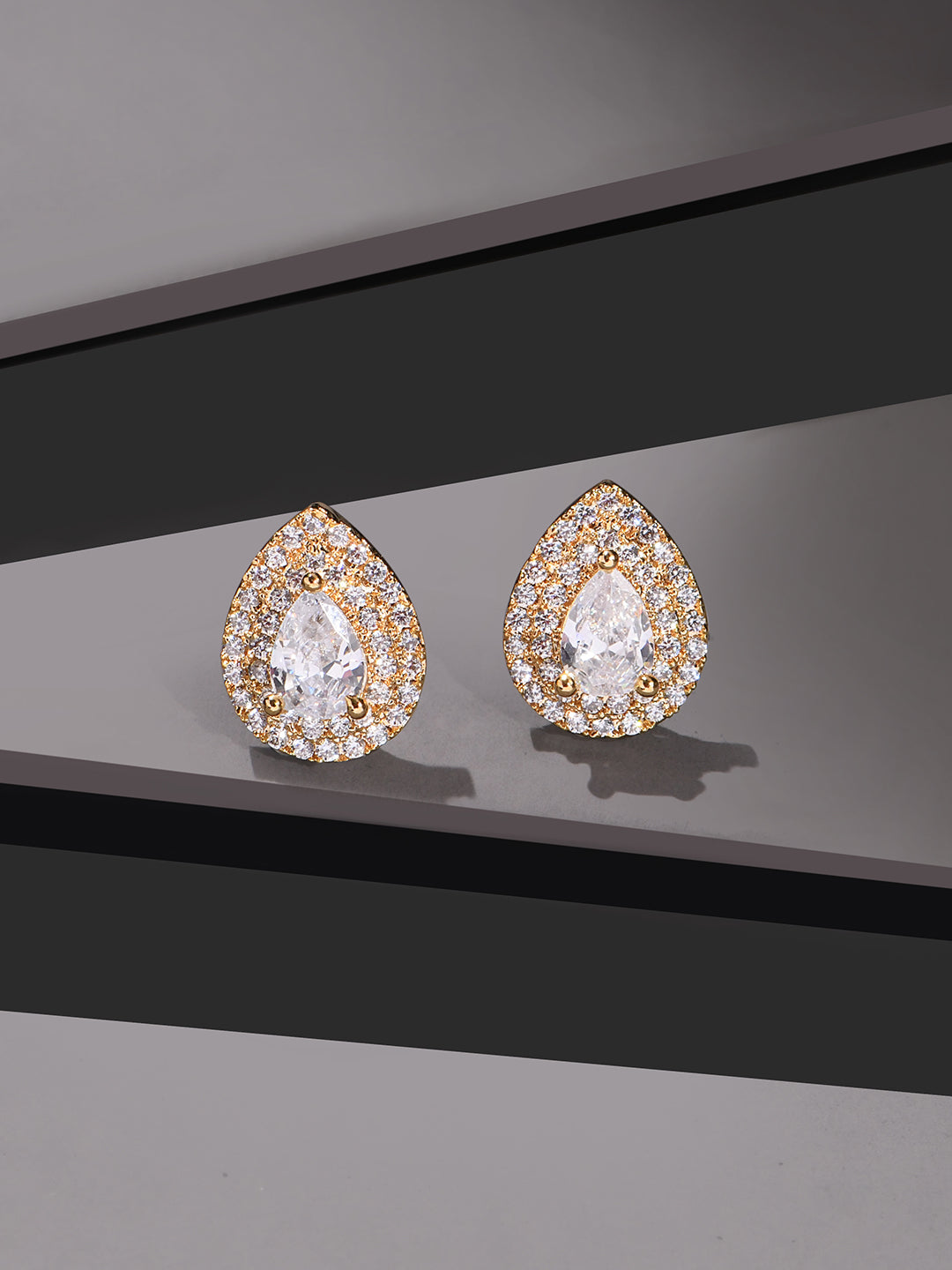 Elegant White AD Stud Earrings