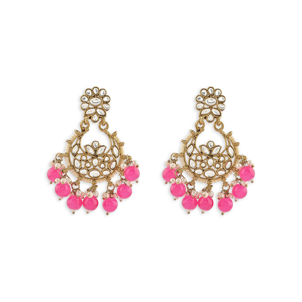 Handcrafted Festive Kundan Drop Golden Earring