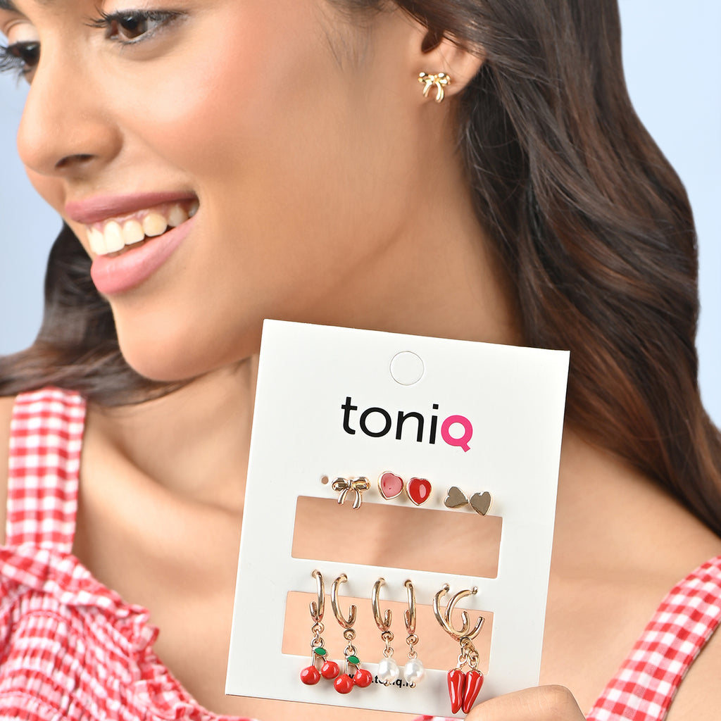 Playful Charm Hoop & Stud Earring Set of 3 Pairs