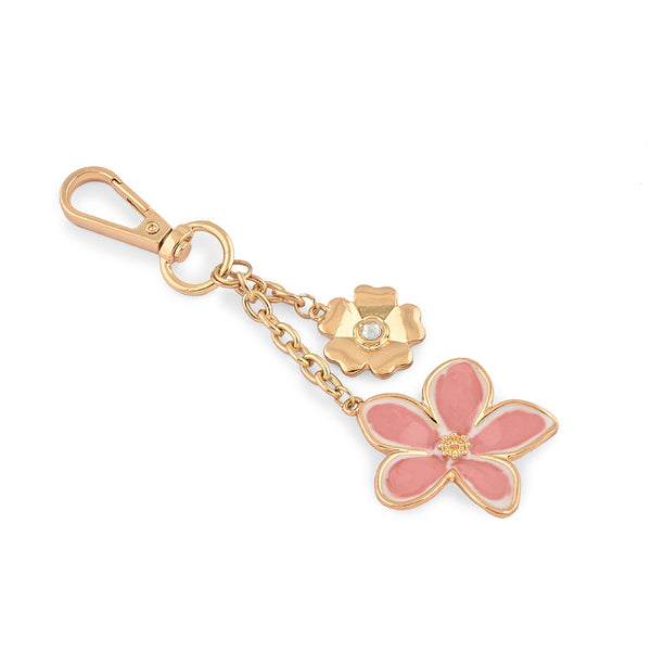 Pink Floral Enamel Bag Charm