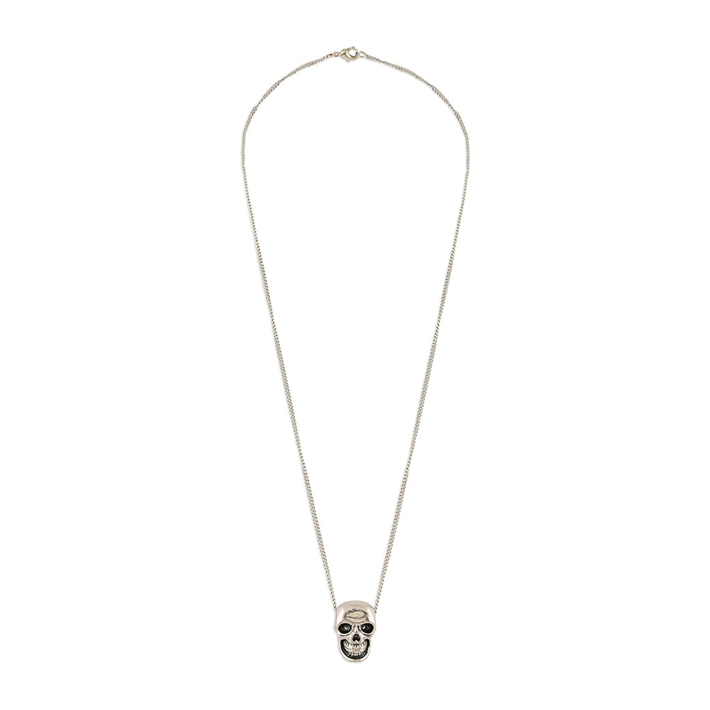Men’s Silver-Tone Skull Pendant Necklace
