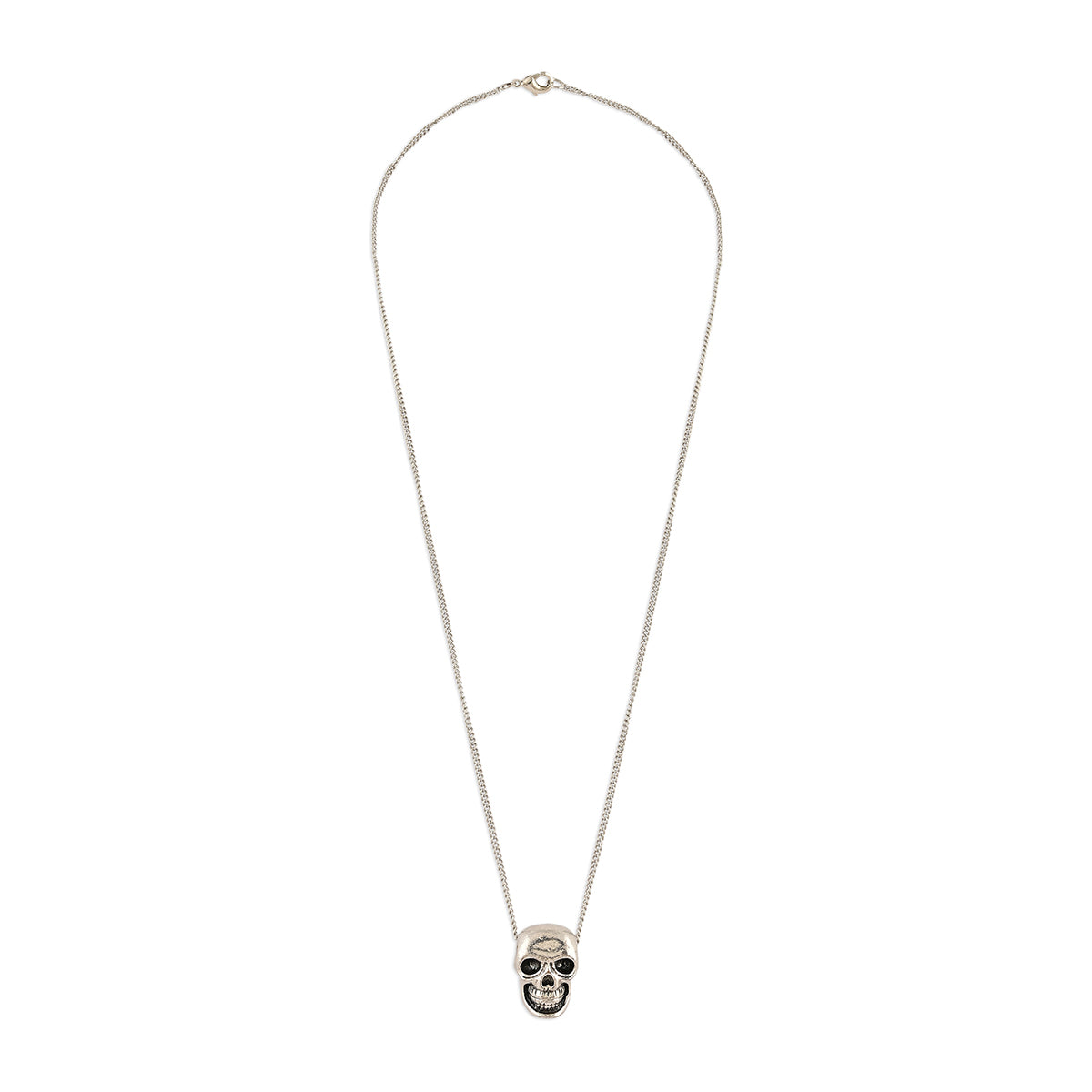 Men’s Silver-Tone Skull Pendant Necklace