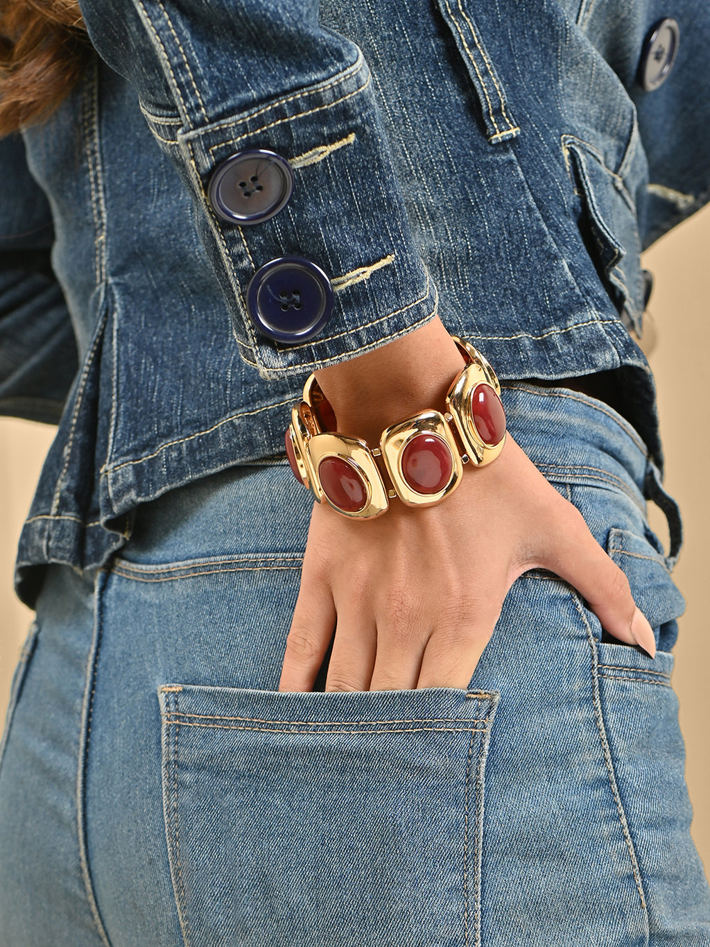 Crimson Gleam Maroon Stone Bracelet