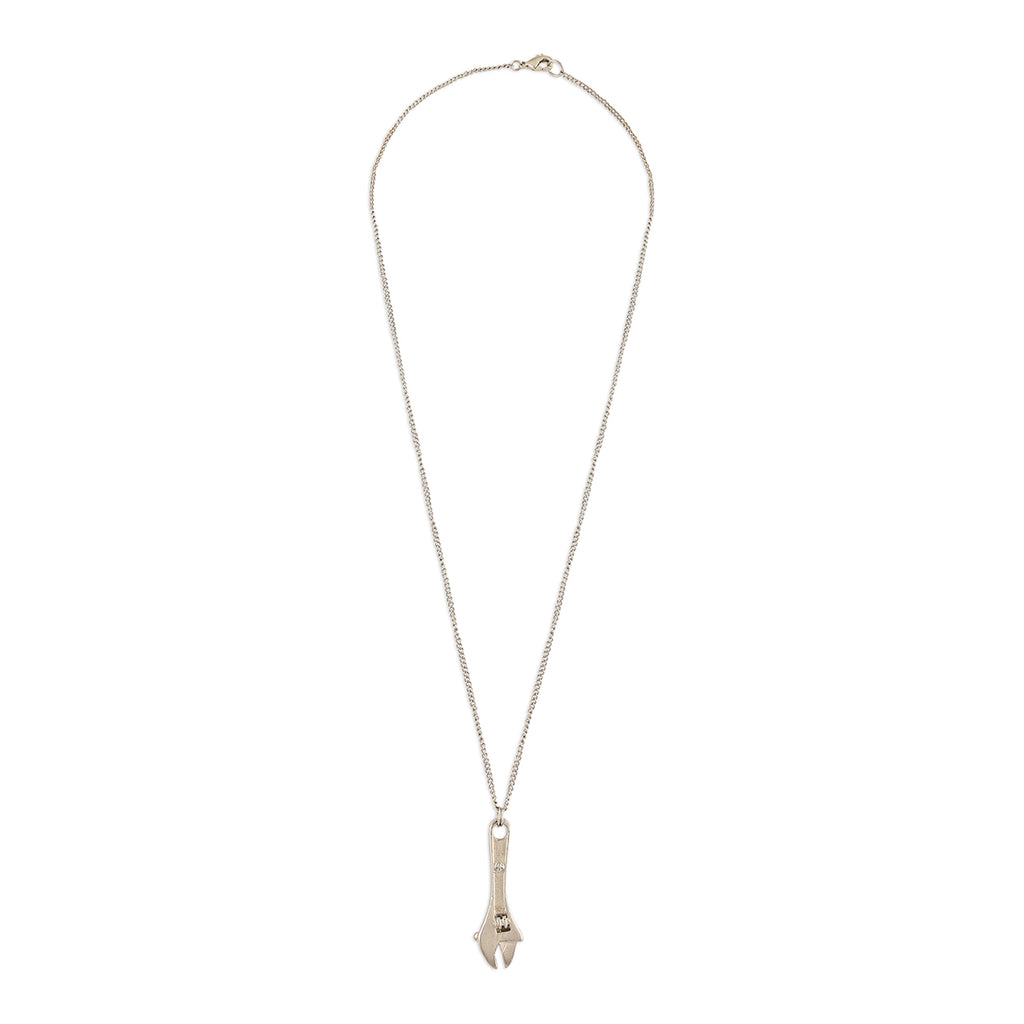 Men’s Silver-Tone Wrench Pendant Necklace