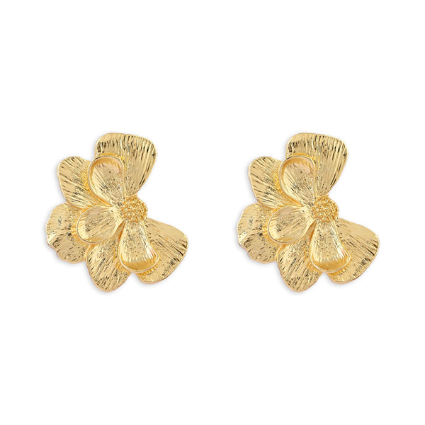 Gold Floral Stud Earrings for Women