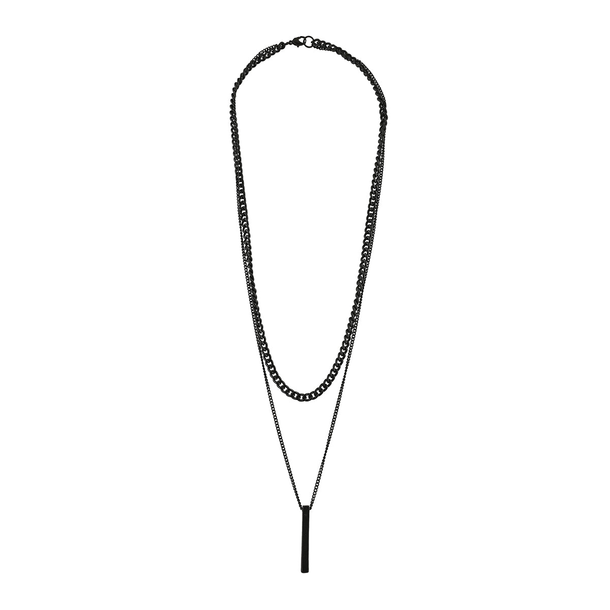 Men’s Black Layered Chain Necklace