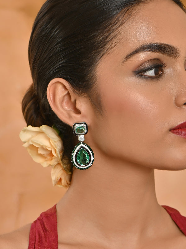 Heeramoti Emerald Bridal AD Drop Earrings