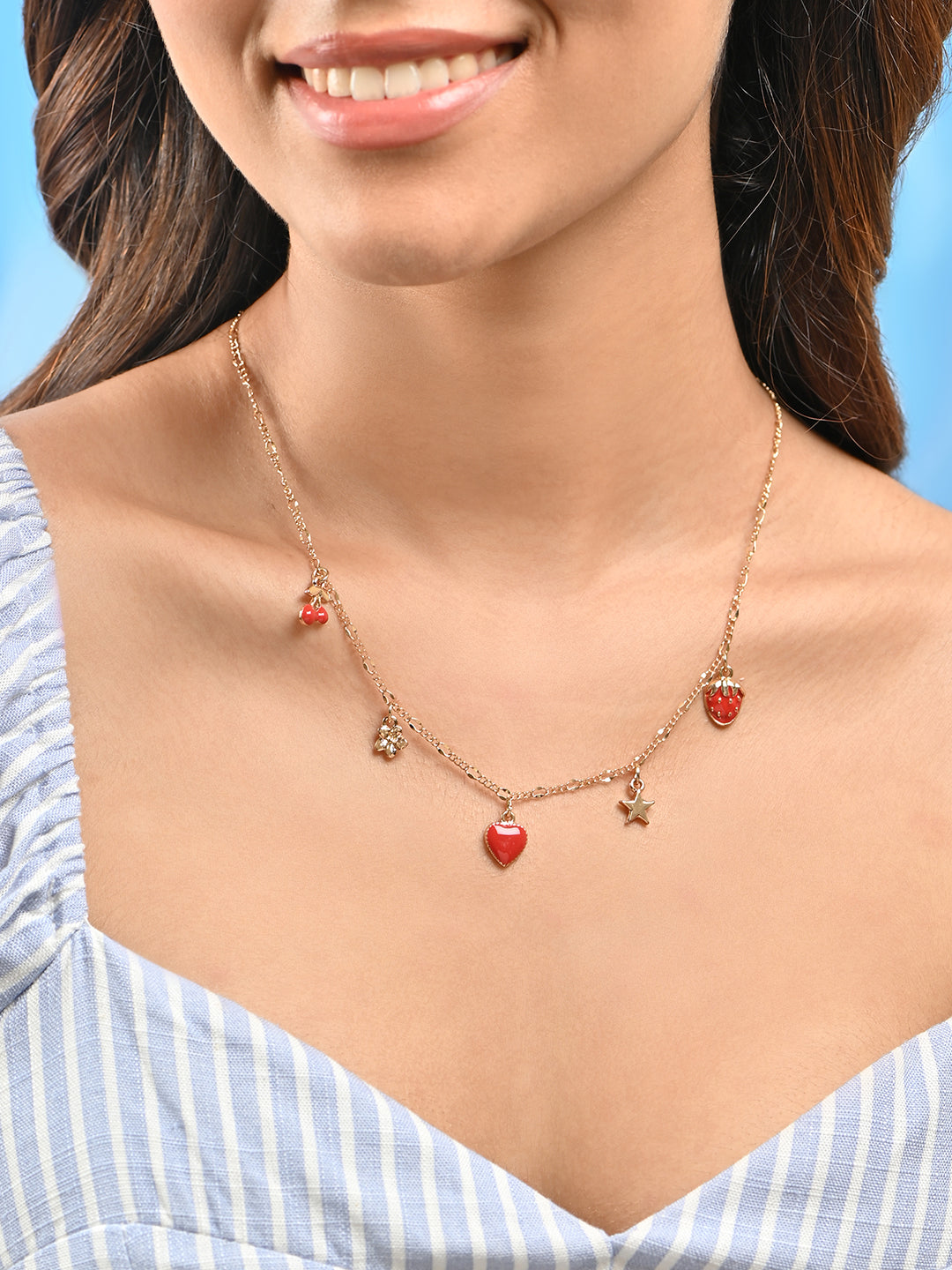 Tooty Fruity Strawberry Cherry Charm Necklace