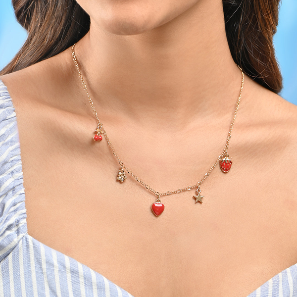 Tooty Fruity Strawberry Cherry Charm Necklace