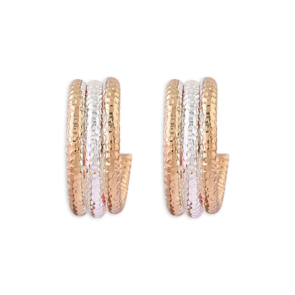 Textured Two-Tone Layered Hoop Earrings