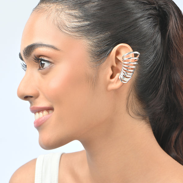 Silver Spiral Hoop Ear Cuffs